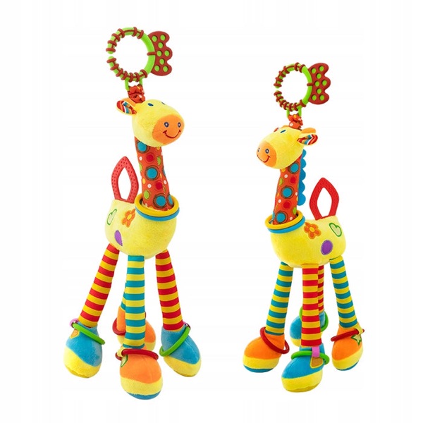 Żyrafa żółta z gryzakiem – zawieszka dla niemowlaka 37 × 12 cm