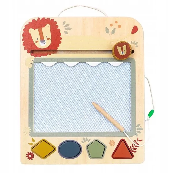 Креативна играчка – Drewniana tablica magnetyczna z sorterem kształtów – zabawka Montessori