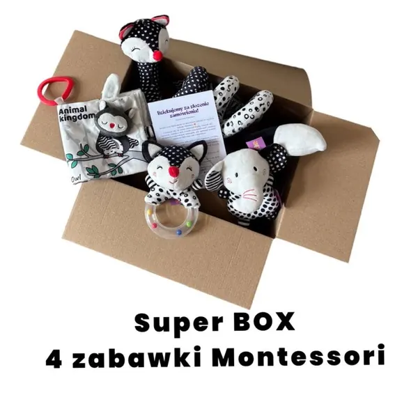 Zestaw edukacyjny Montessori dla niemowląt – 4 zabawki kontrastowe